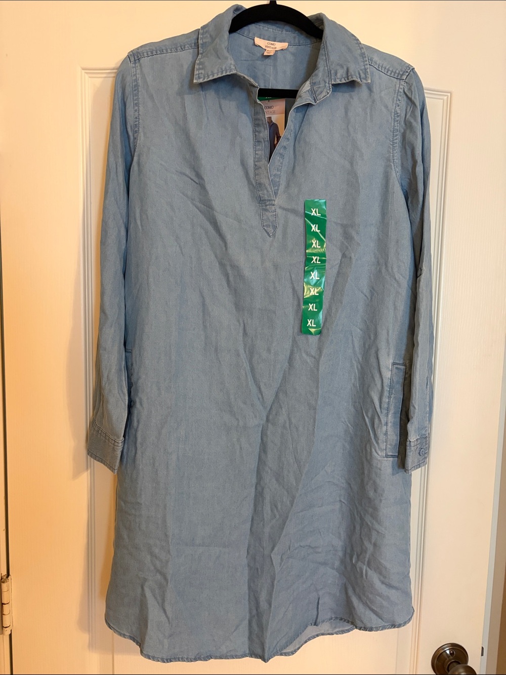 Como Vintage Light Blue Shirt Dress long sleeve. XL see measurements - Picture 3 of 10